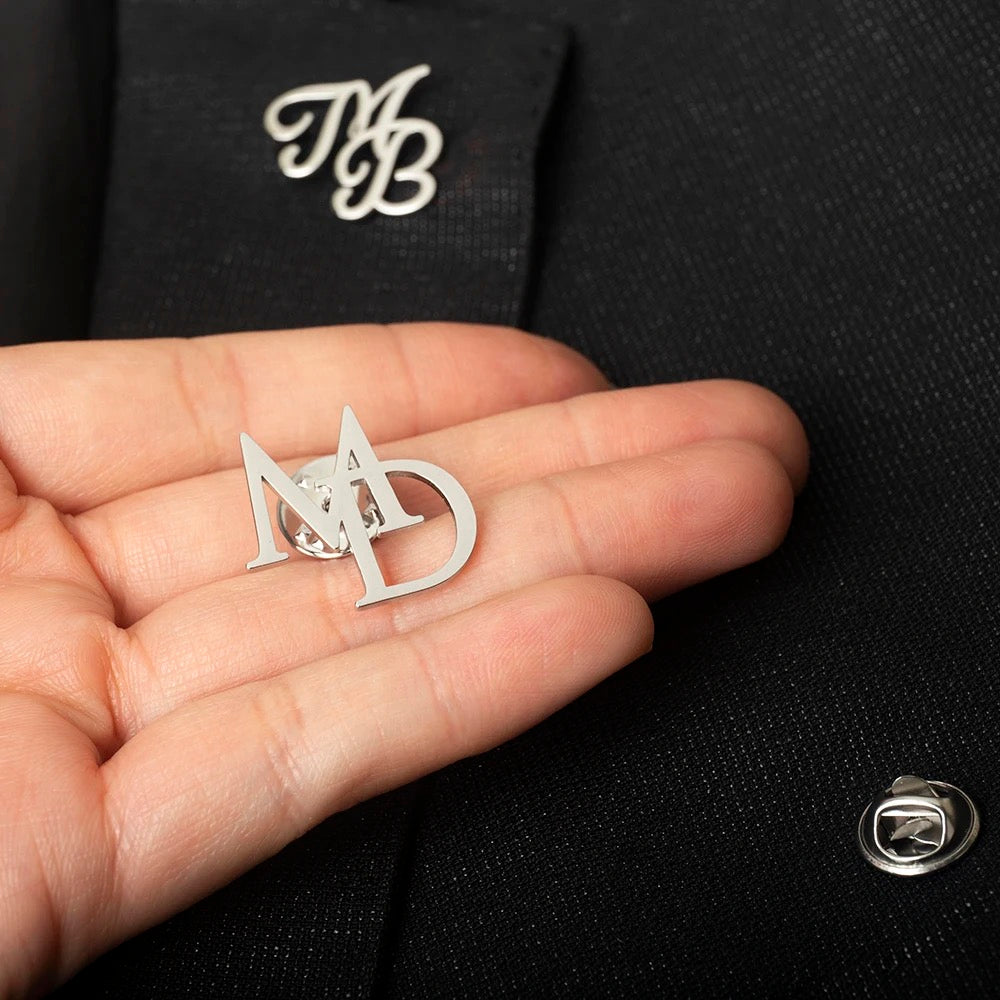 Custom Initials Name Lapel Pin- Letters Lapel Pin - Custom Initials Brooch - Personalized Name Brooch - Grooms Wedding Gift - Gifts For Him