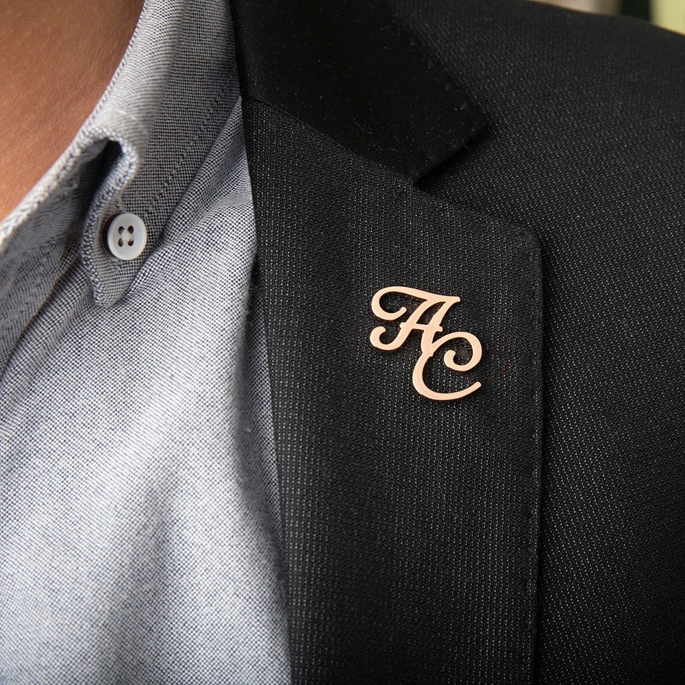 Custom Initials Name Lapel Pin- Letters Lapel Pin - Custom Initials Brooch - Personalized Name Brooch - Grooms Wedding Gift - Gifts For Him