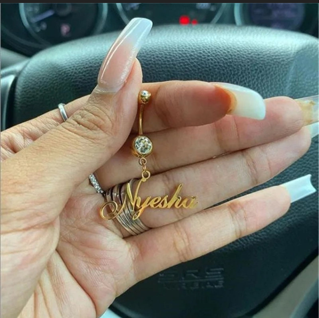 Birthstone Belly Ring - Custom Belly Button Ring - Name Navel Ring - Name Belly Rings - Custom Body Jewelry - Personalized Gift For Her.