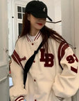 Men's spring and autumn baseball uniform Y2K retro trend leather jacket heavy industry embroidery white short coat ins hot sale