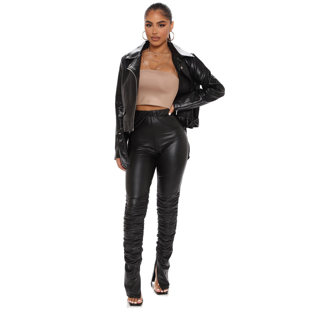 DDIIRO European-American Sexy PU Leather Pants