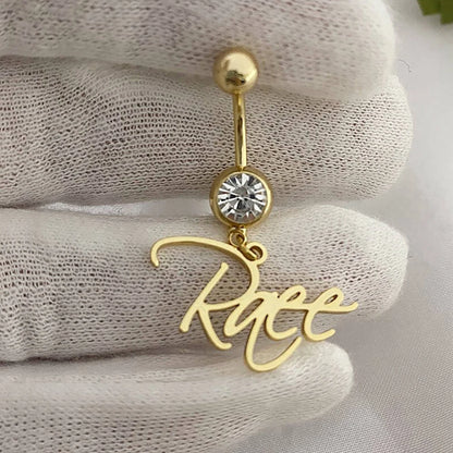 Personalized Customized Name Navel Buckle, Stainless Steel Diamond Navel Nail Decoration, Women's Jewelry, Party Gifts
