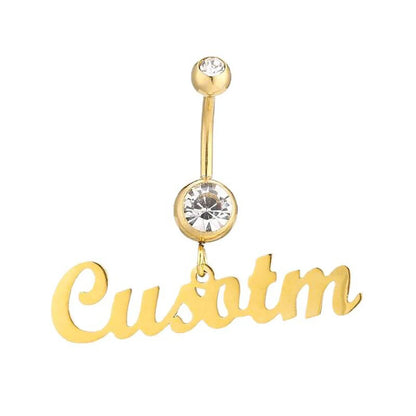 Personalized Customized Name Navel Buckle, Stainless Steel Diamond Navel Nail Decoration, Women's Jewelry, Party Gifts