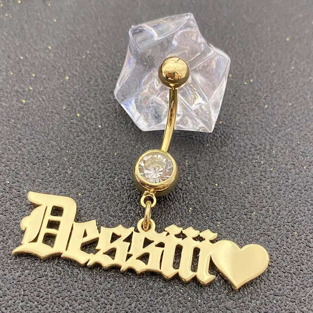 Personalized Customized Name Navel Buckle, Stainless Steel Diamond Navel Nail Decoration, Women's Jewelry, Party Gifts
