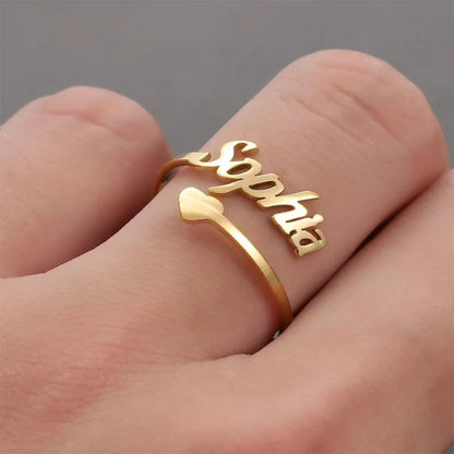 Personalized Customized Name Ring Stainless Steel Double Name Adjustable Multi Style Ring Women's Jewelry Gift Box Packaging