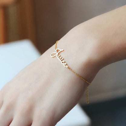 Personalized Stainless Steel Name Bracelet – Elegant Custom Jewelry Gift for Friends & Wives
