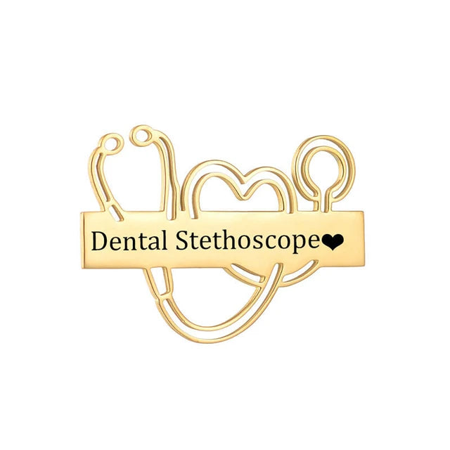 Personalized Logo Lapel Pin Brooch – Stainless Steel Stethoscope Pin for Doctors, Custom Gift for Women