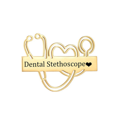 Personalized Logo Lapel Pin Brooch – Stainless Steel Stethoscope Pin for Doctors, Custom Gift for Women