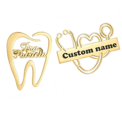 Personalized Logo Lapel Pin Brooch – Stainless Steel Stethoscope Pin for Doctors, Custom Gift for Women
