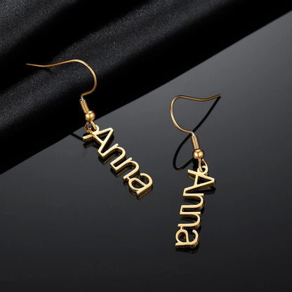 Personalized Stainless Steel Name Pendant Earrings – High-Quality Custom Jewelry for Women