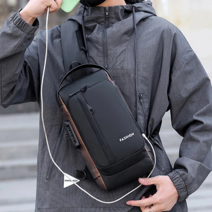 DDIIRO™ Men's Anti-Theft Crossbody Chest Bag – Password Lock & USB Charging Travel Sling Bag