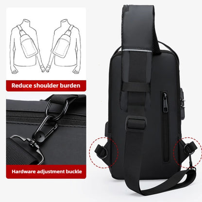 DDIIRO™ Men's Anti-Theft Crossbody Chest Bag – Password Lock & USB Charging Travel Sling Bag