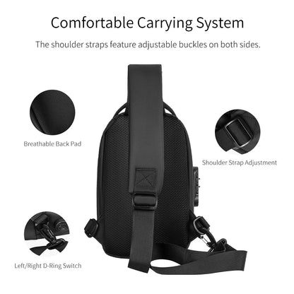 DDIIRO™ Men's Anti-Theft Hard-Shell Chest Bag – Combination Lock Crossbody Travel Sling Bag