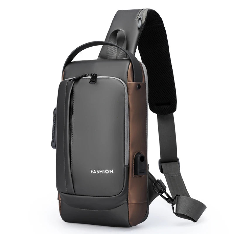 DDIIRO™ Men's Anti-Theft Crossbody Chest Bag – Password Lock & USB Charging Travel Sling Bag