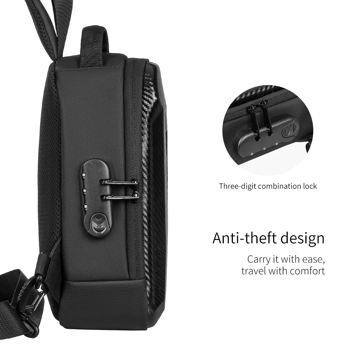 DDIIRO™ Men's Anti-Theft Hard-Shell Chest Bag – Combination Lock Crossbody Travel Sling Bag