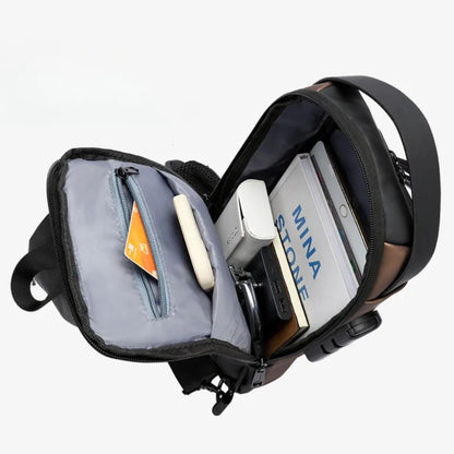 DDIIRO™ Men's Anti-Theft Crossbody Chest Bag – Password Lock & USB Charging Travel Sling Bag