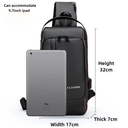 DDIIRO™ Men's Anti-Theft Crossbody Chest Bag – Password Lock & USB Charging Travel Sling Bag