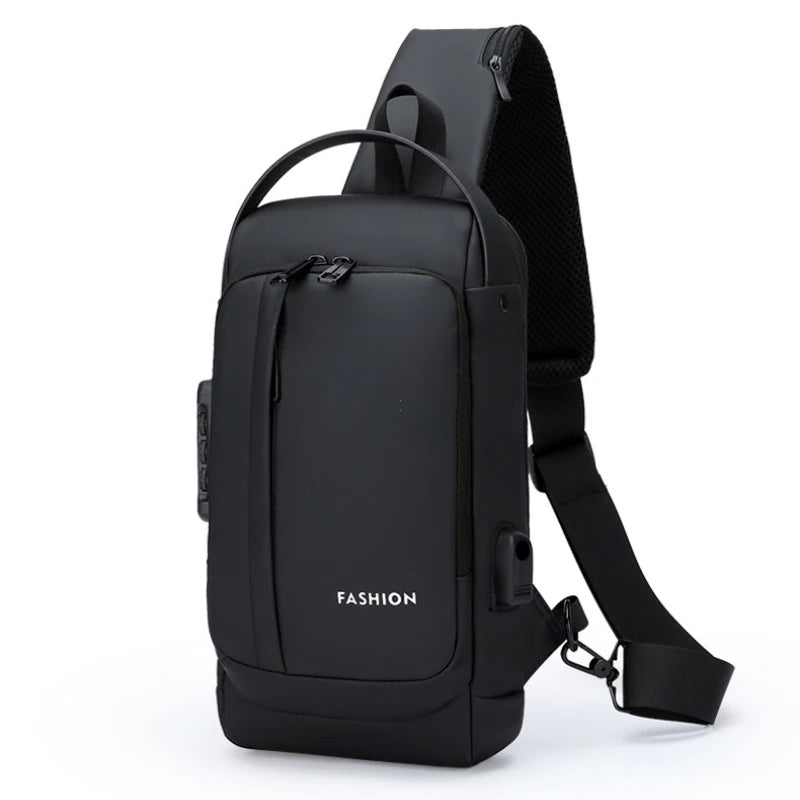 DDIIRO™ Men's Anti-Theft Crossbody Chest Bag – Password Lock & USB Charging Travel Sling Bag