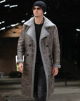 Men's Extra-Long Genuine Shearling Leather Coat