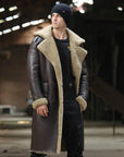 Men's Extra-Long Genuine Shearling Leather Coat