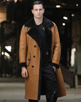 Men's Extra-Long Genuine Shearling Leather Coat