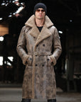 Men's Extra-Long Genuine Shearling Leather Coat