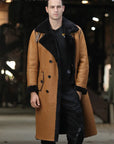 Men's Extra-Long Genuine Shearling Leather Coat