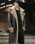 Men's Extra-Long Genuine Shearling Leather Coat