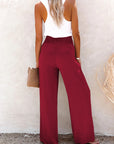 Chic High Waist Pants with Decorative Buttons