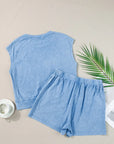 Round Neck Short Sleeve Top and Shorts Set