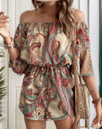 DDIIRO Off Shoulder Half Sleeve Romper