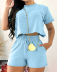 Full Size Round Neck Short Sleeve Top and Shorts Set