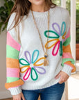 Color Block Round Neck Sweater