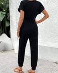 V-Neck Short Sleeve Jumpsuit