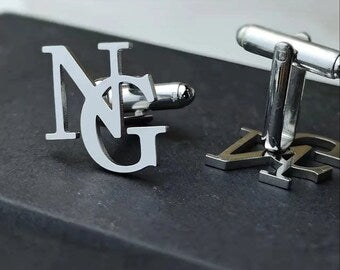 Personalized Name Cufflinks - Customized Cufflinks - Groom Wedding Cufflinks - Groomsmen gift - Initials Cufflinks - Sterling Cufflinks
