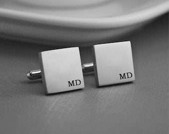 Personalized Gold Name Cufflinks - Customized Cufflinks - Groom Wedding Cufflinks - Groomsmen gift - Initials Cufflinks - Silver Cufflinks
