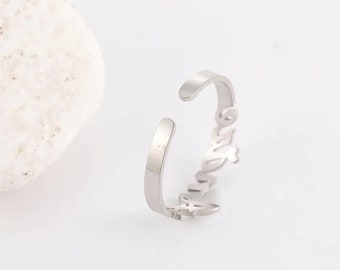 Customized Double Name Ring -Christmas Gift for Her - Two Name Ring in Sterling Silver - Two Name Stackable Ring - Personalized Gift For Mom
