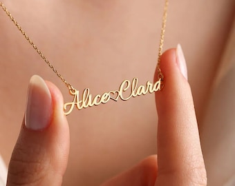 Custom Name Necklace, 14k Solid Gold Name Necklace, Personalized Gift for Her, 14k Solid Gold Name Necklace, Personalized Gift for Her