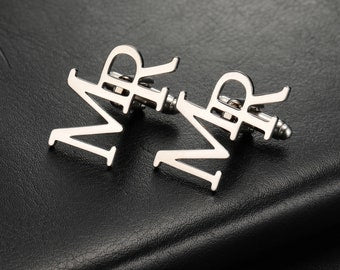 Initials Name Cufflinks - Personalized Cufflinks - Groom Wedding Cufflinks - Groomsmen gift - Initials Cufflinks - Gold Silver Cufflinks.