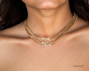 Custom Name Curb Chain Necklace Dainty Personalized Minimal Name Necklace.
