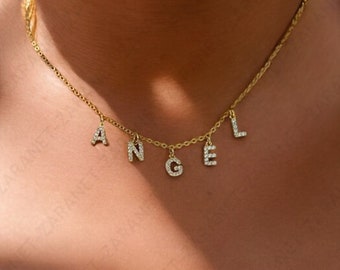 Letter Name Necklace, Dangle Name Necklace, Custom Name Necklace, Silver Name Necklace, Personalized Gifts, Gifts for Her, Best Friend Gift