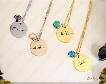 Birthstone Necklace for Women, Personalized Jewelry for Her, Birthday gift for New Mom Jewelry Custom Name Necklace Grandma gift