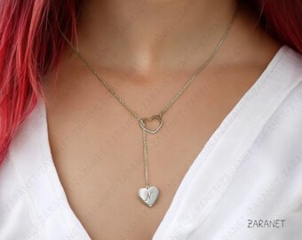 Personalized Necklace with Chain,  Gold. Heart, Gift for her, Birthday, Anniversary, Initial Charm Custom Jewelry.