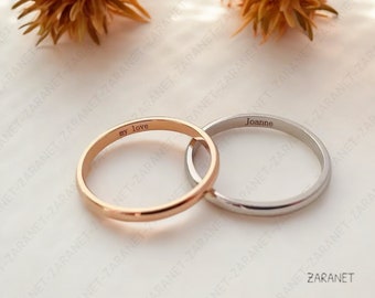 Custom Name Ring - Personalized Thin Ring - Engrave Your Name - Special Gift for Moms - Sweet Valentine's Day Present.