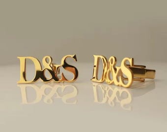 Initials Name Cufflinks - Personalized Cufflinks - Groom Wedding Cufflinks - Groomsmen gift - Initials Cufflinks - Gold Silver Cufflinks.