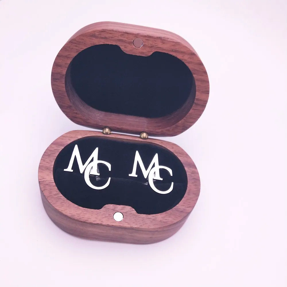Customized Name Cufflinks, Personalized Initials Cufflinks With Box, Wedding Gift, Custom Logo Cufflinks, Gift For Him, Gift For Husband