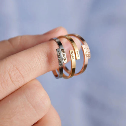 Dainty Name Ring - Christmas Gift for Her - Two Name Ring in Gold Silver - Two Name Stackable Ring - Personalized Gift For Mom