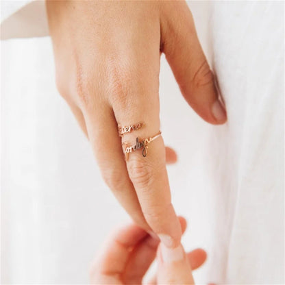 Customized Double Name Ring -Christmas Gift for Her - Two Name Ring in Sterling Silver - Two Name Stackable Ring - Personalized Gift For Mom