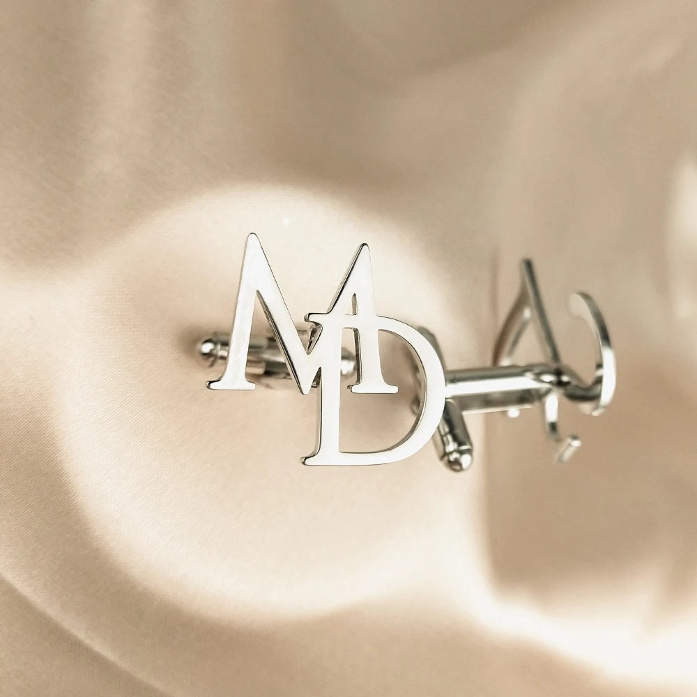 Dainty Name Cufflinks, Customized Initials Cufflinks, Grooms Wedding Gift, Christmas Gift, Custom Logo Cufflinks, Personalized Gift For Him