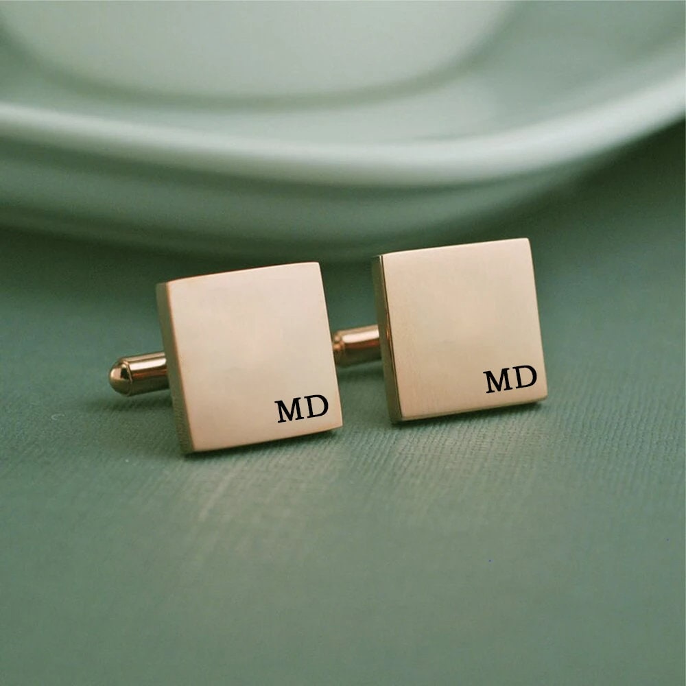 Personalized Gold Name Cufflinks - Customized Cufflinks - Groom Wedding Cufflinks - Groomsmen gift - Initials Cufflinks - Silver Cufflinks